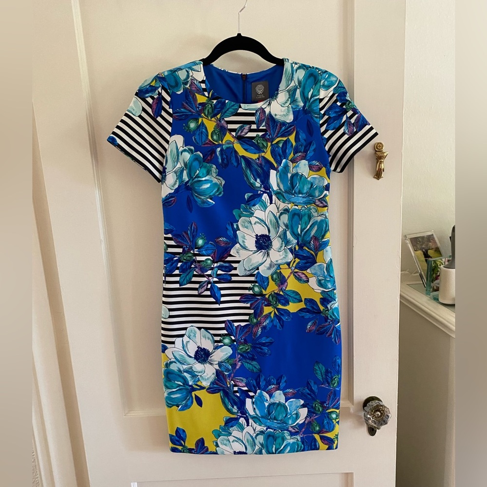 Vince Camino Blue Floral Midi Dress